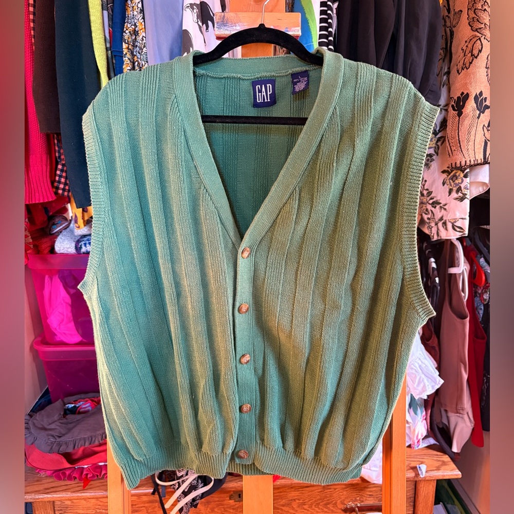 Vintage GAP Mint Green Button-Up Vest